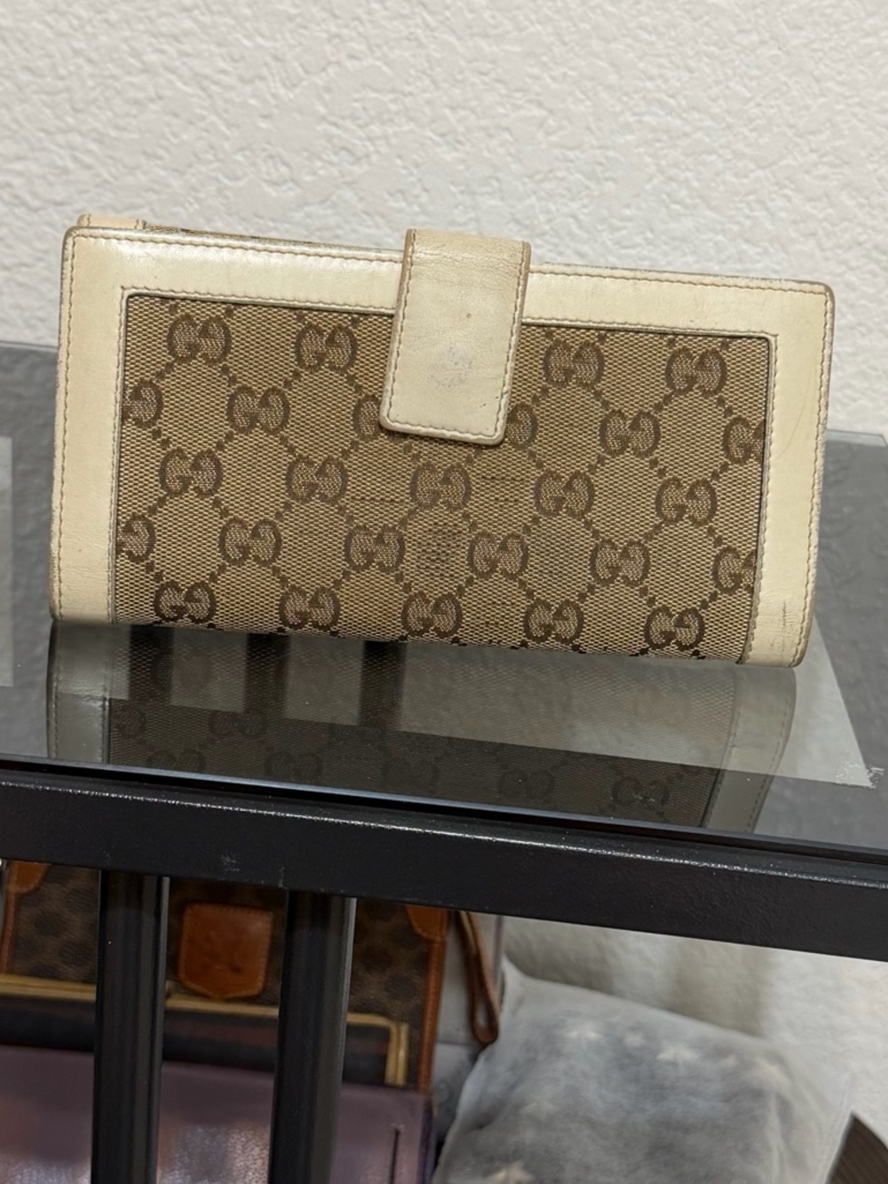 Gucci Beige Brown GG Canvas Continental Wallet with Cream Trim - Picture 2 of 7